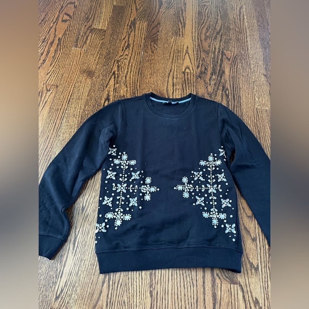 Hemant & Nandita Size XS Bejeweled Black Sweatshirt Jogger Embellished